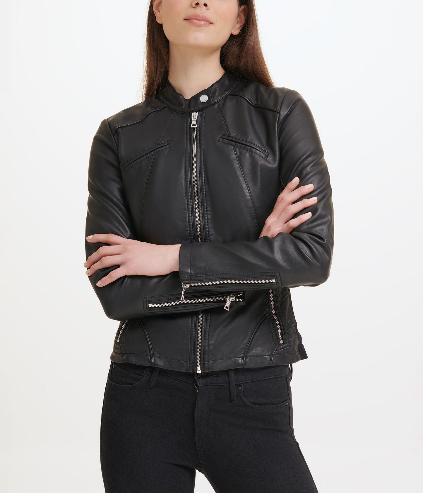 Faux Leather Scuba Jacket