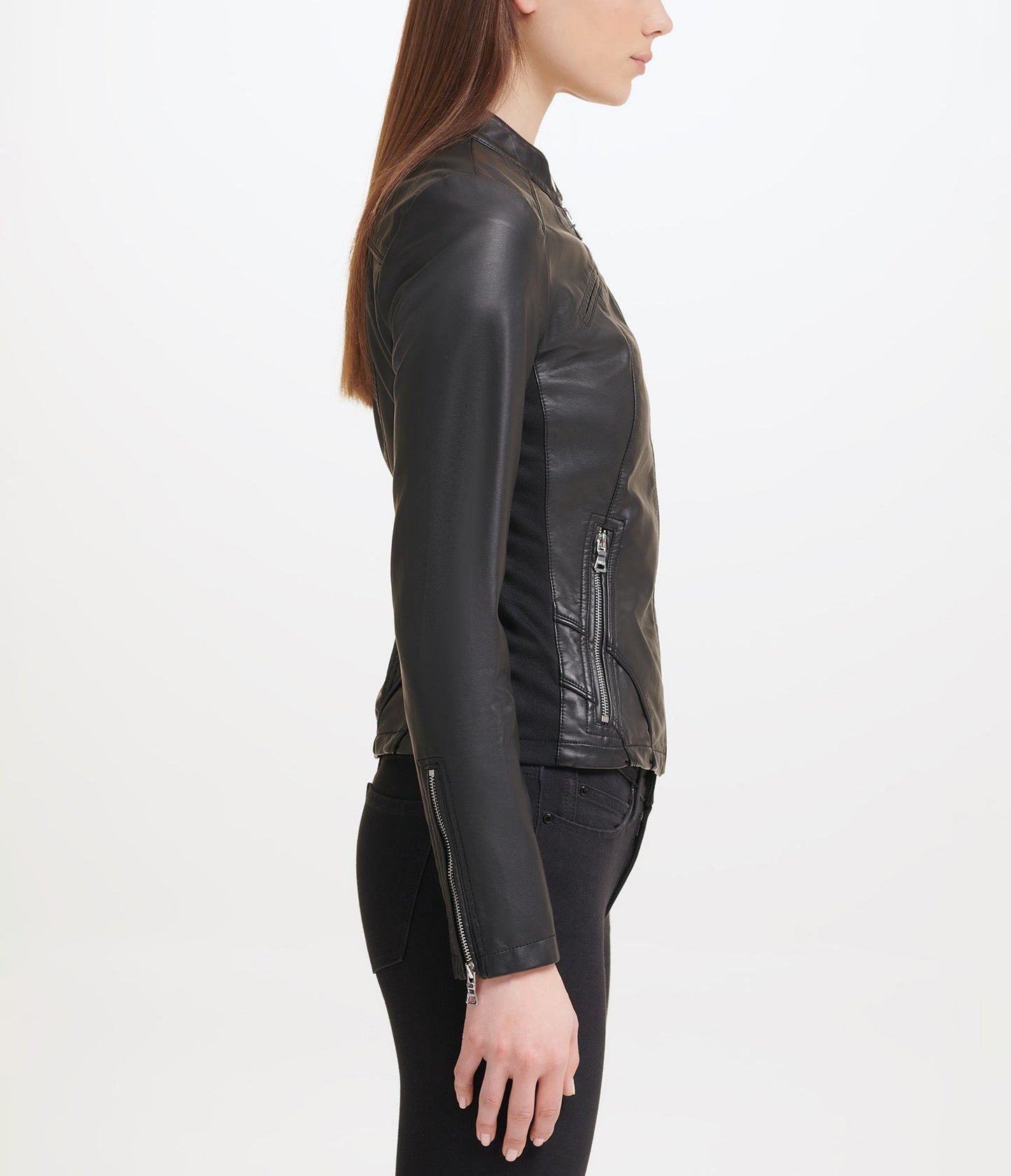 Faux Leather Scuba Jacket