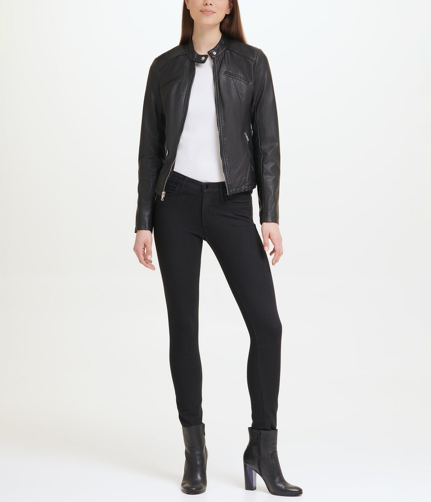 Faux Leather Scuba Jacket