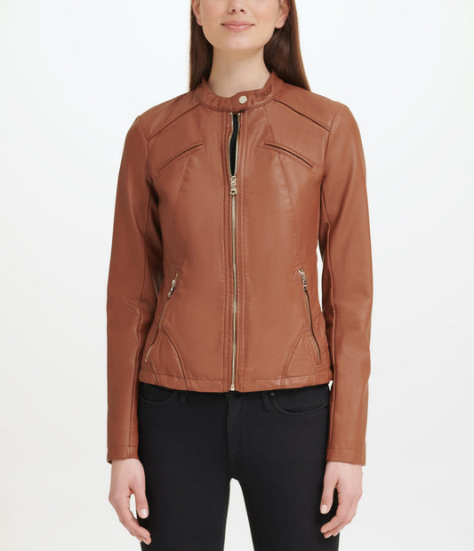 Faux Leather Scuba Jacket