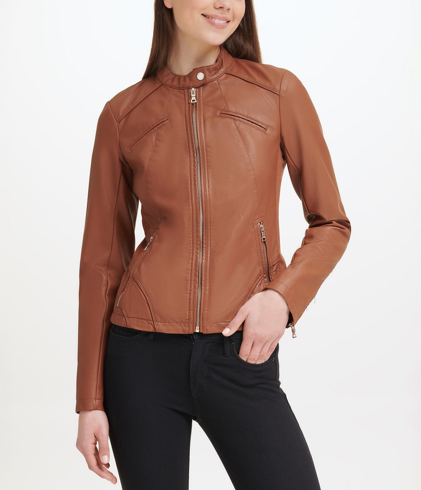 Faux Leather Scuba Jacket