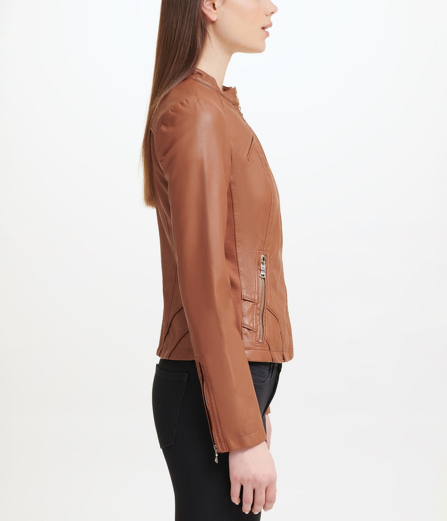 Faux Leather Scuba Jacket