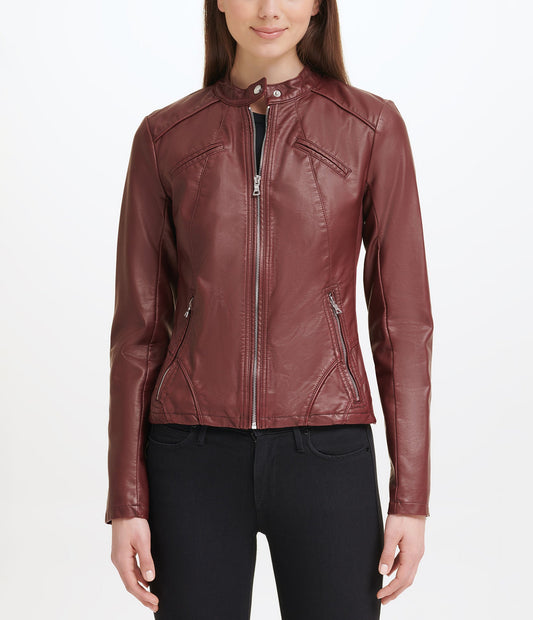 Faux Leather Scuba Jacket