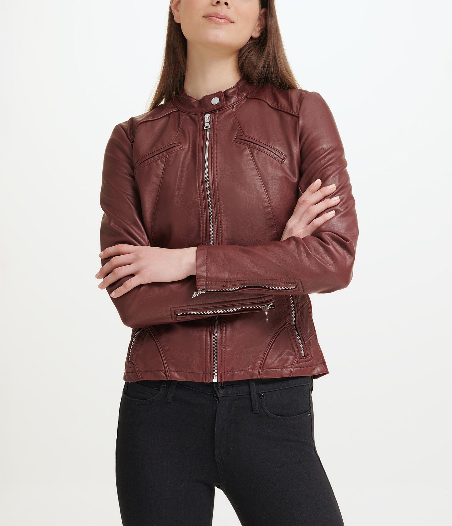 Faux Leather Scuba Jacket