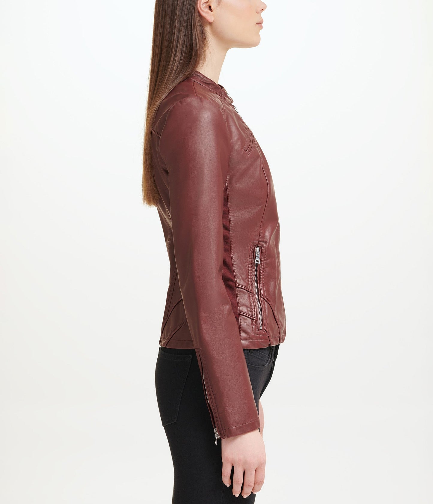 Faux Leather Scuba Jacket