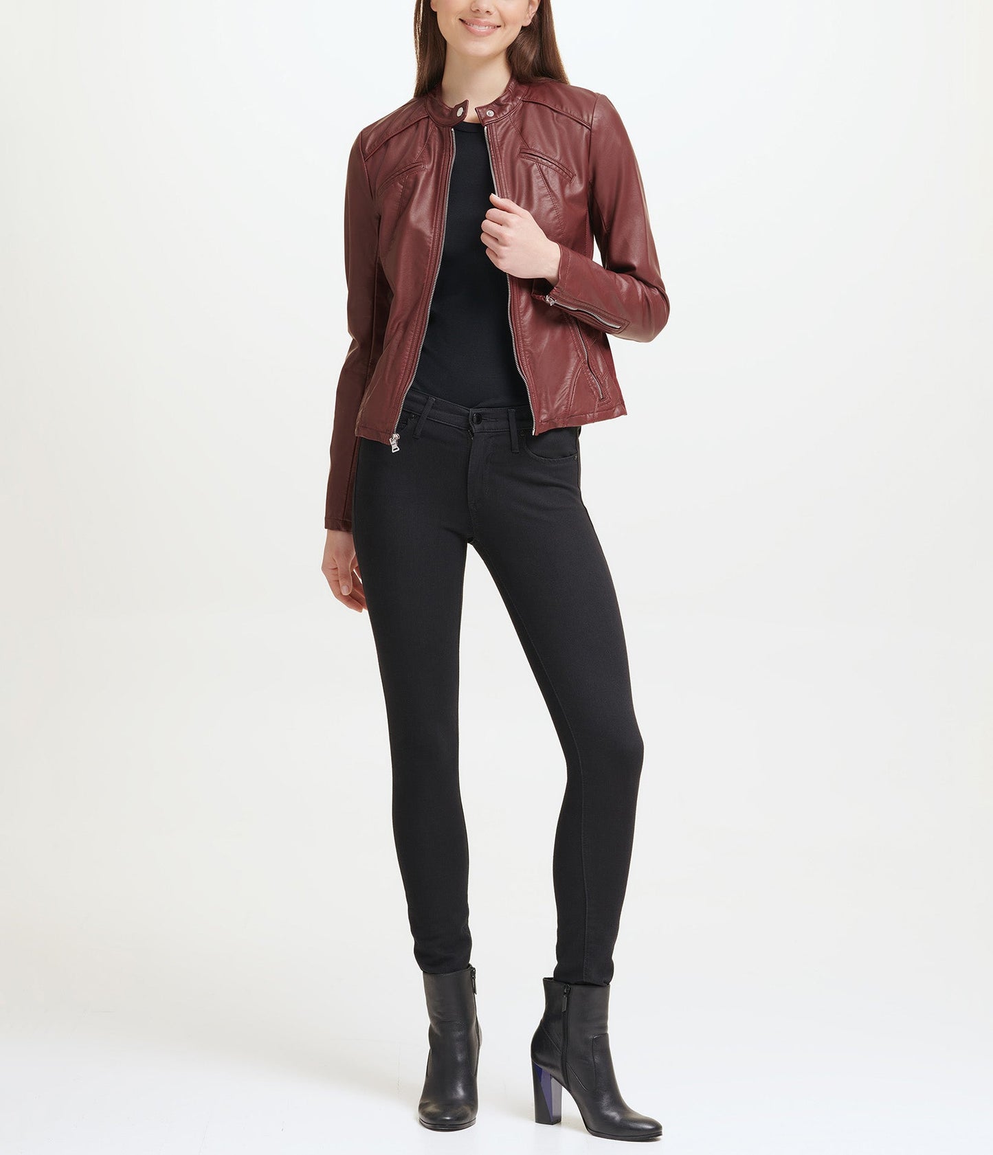 Faux Leather Scuba Jacket