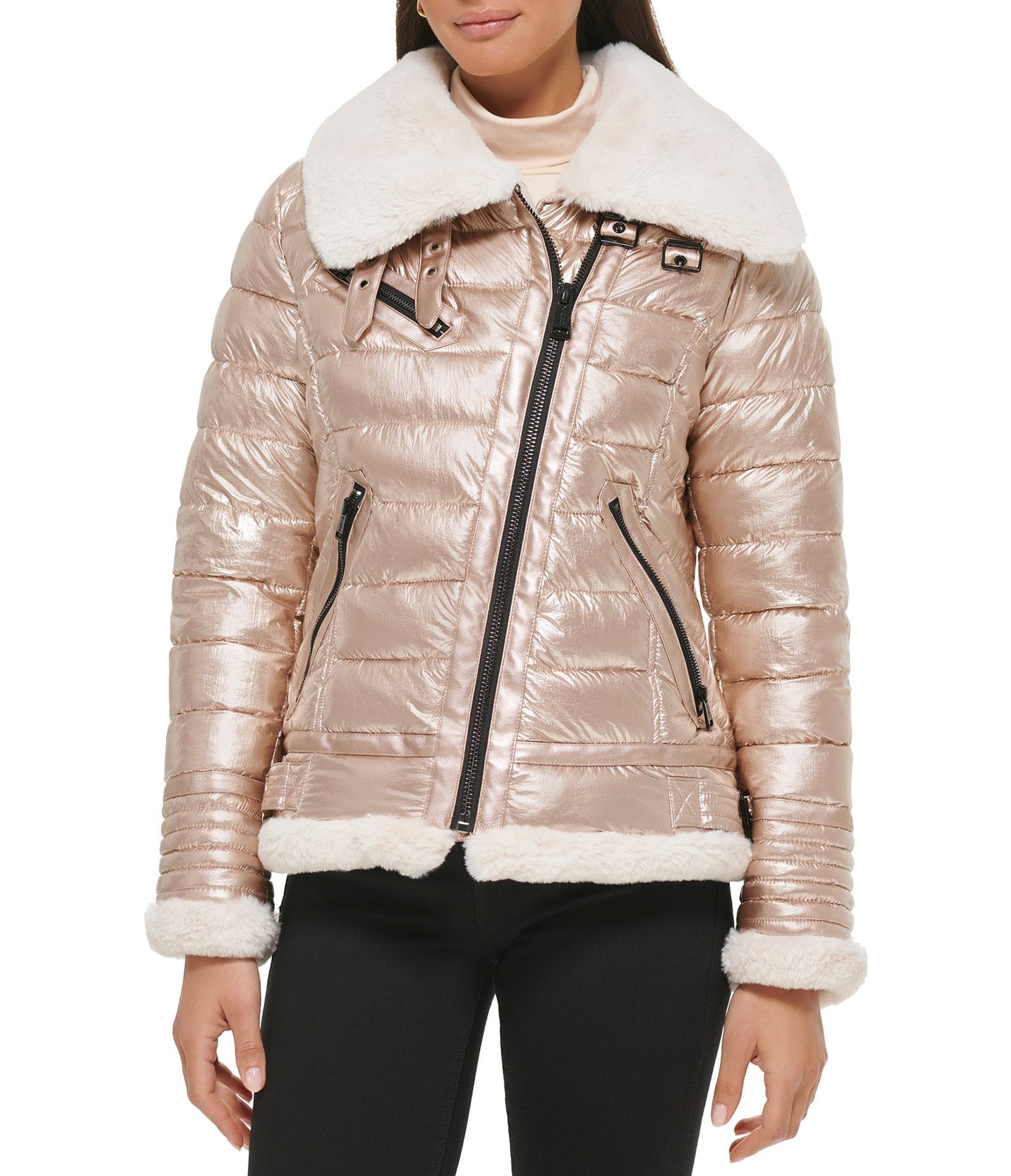 Puffer Jacket With Faux Fur Detail