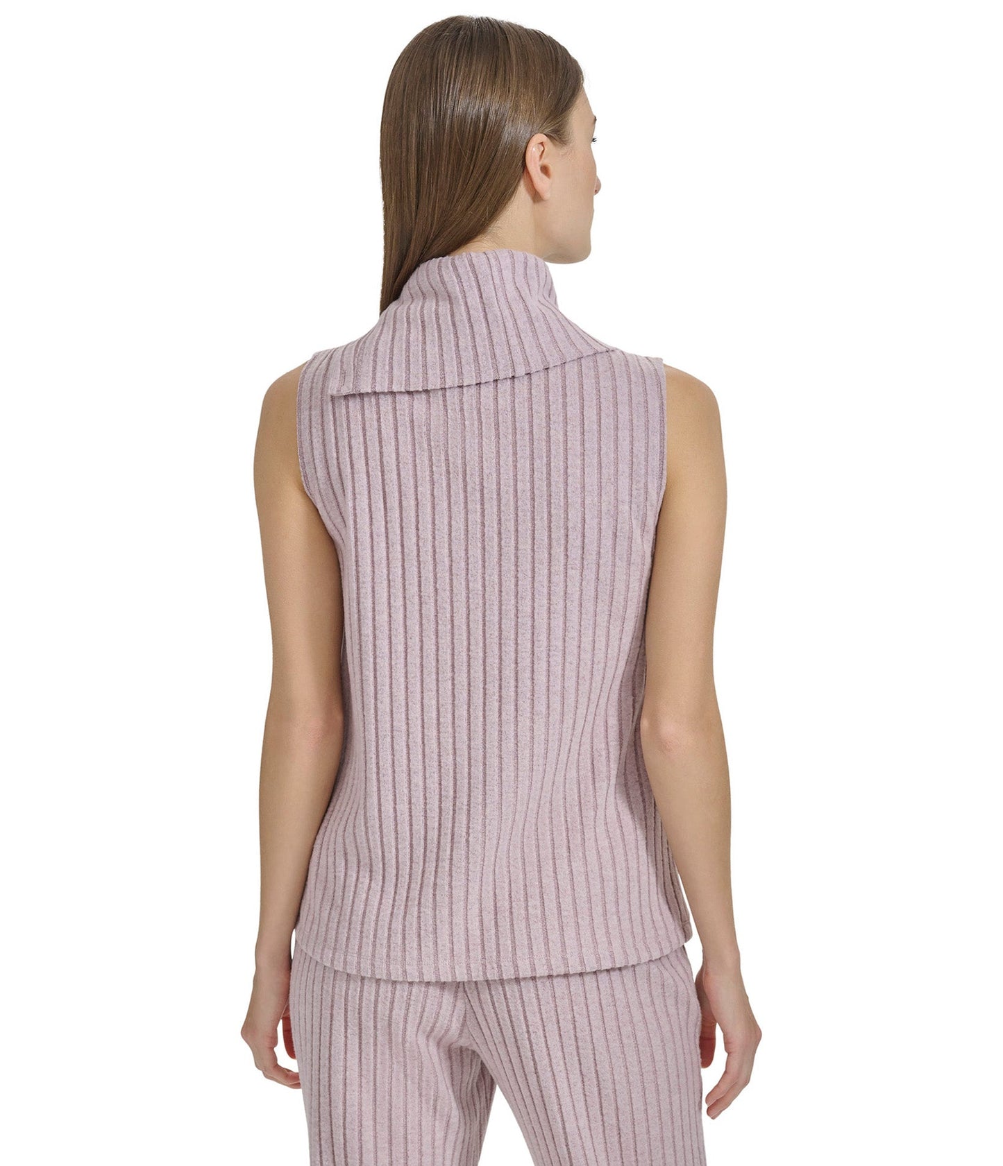 Heather Ribbed Sleeveless Turtleneck Top