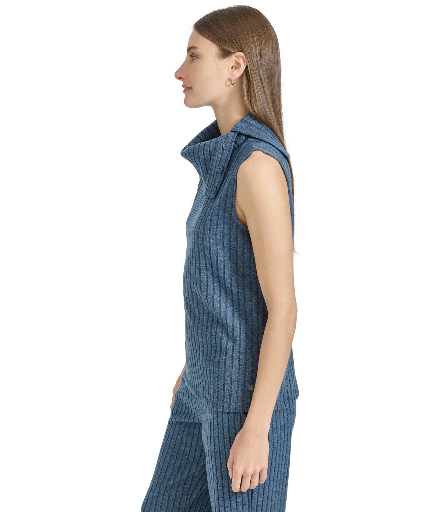 Heather Ribbed Sleeveless Turtleneck Top