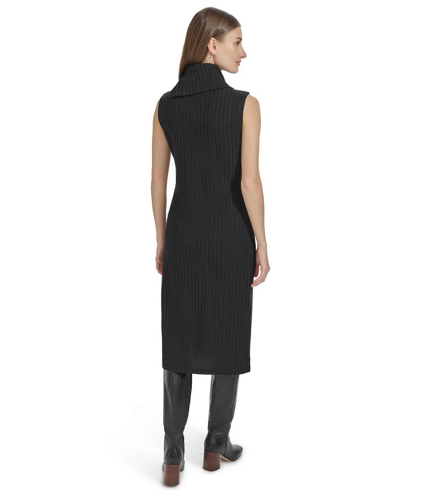 Sleeveless Ribbed Turtleneck Dress