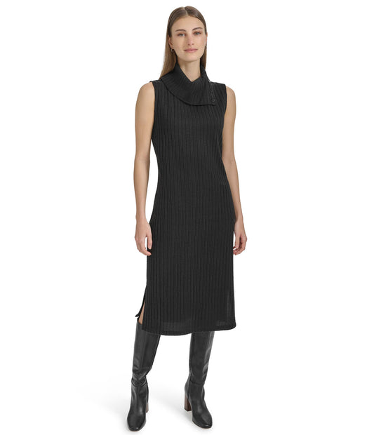 Sleeveless Ribbed Turtleneck Dress