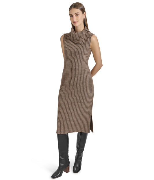 Sleeveless Ribbed Turtleneck Dress