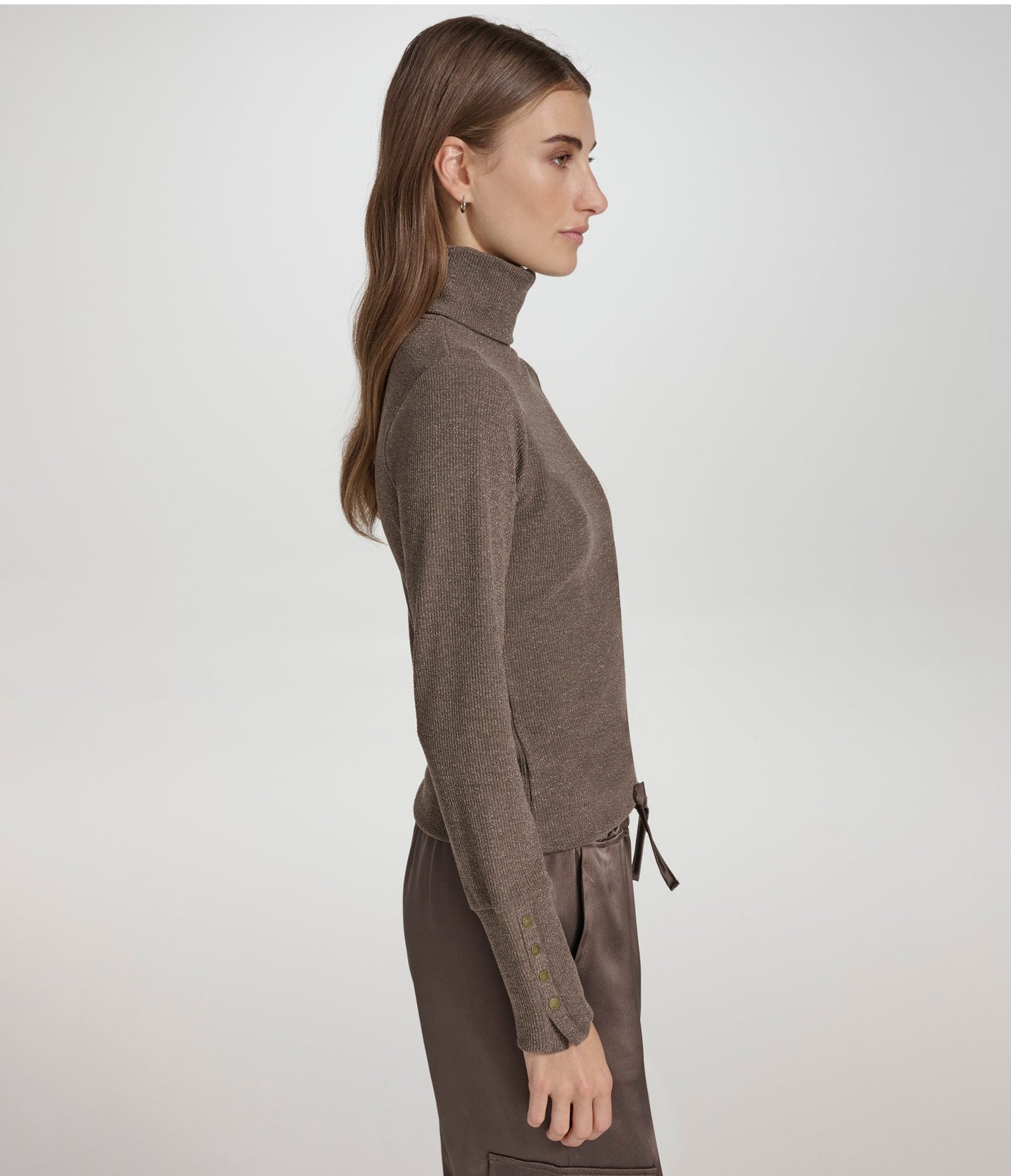 Sweater Knit Turtleneck with Faux Snaps