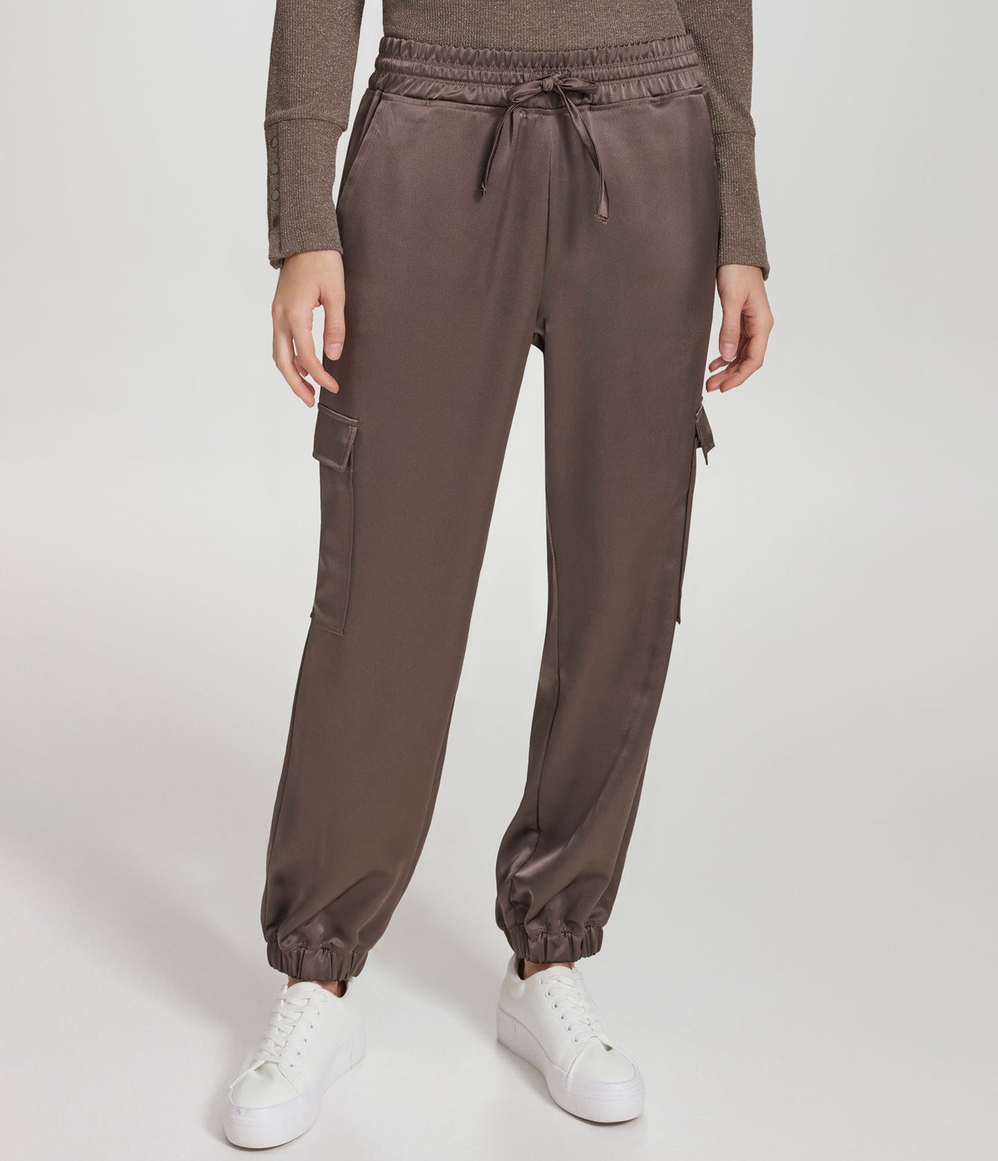 Pull On Satin Cargo Joggers