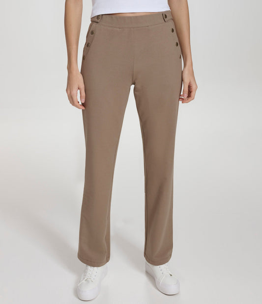 Pull On Knit Twill Kick Flare Pant with Sailor Buttons