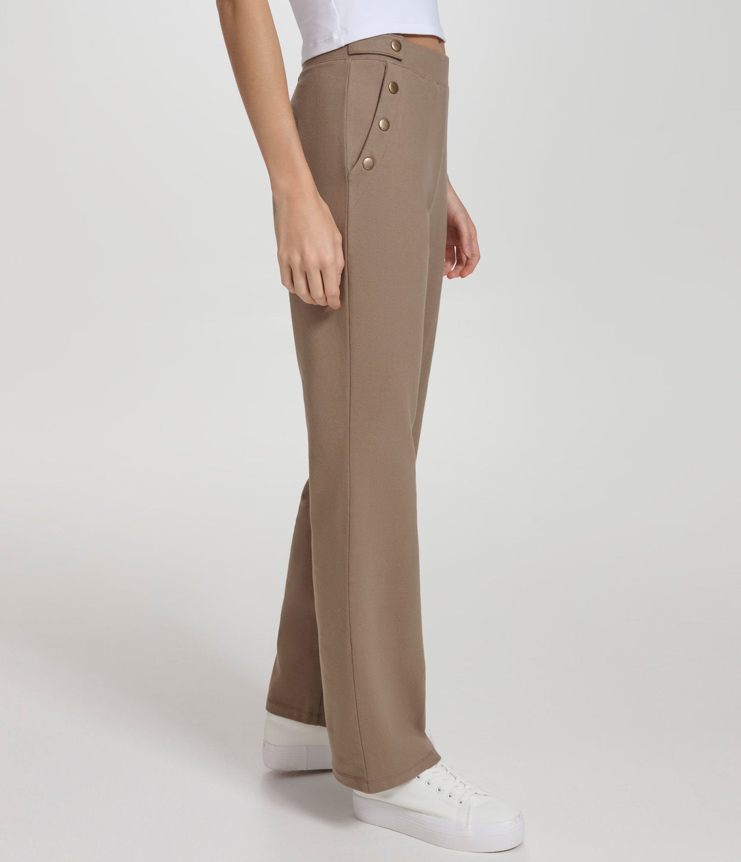 Pull On Knit Twill Kick Flare Pant with Sailor Buttons