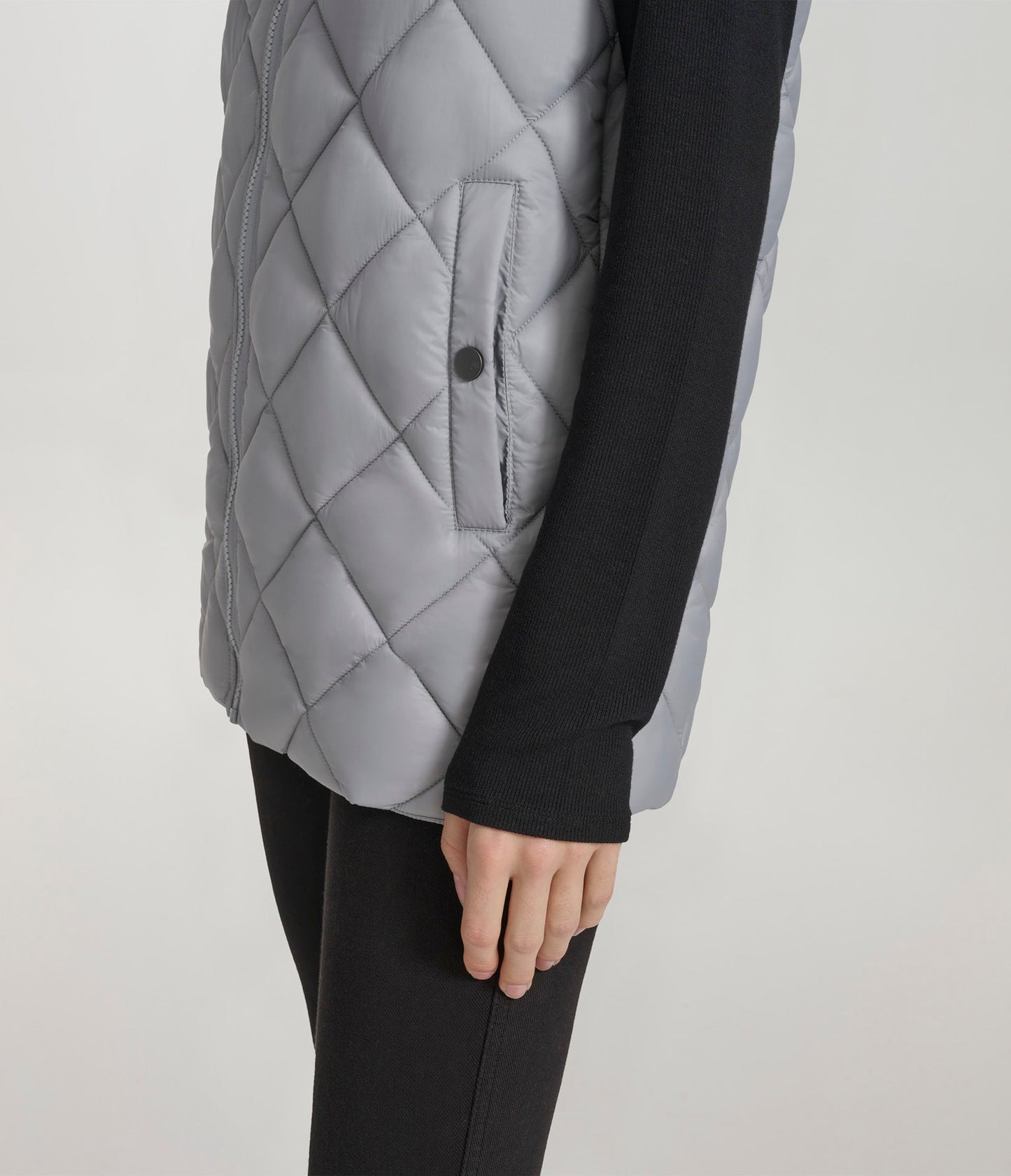 Longline Quilted Zip Front Vest