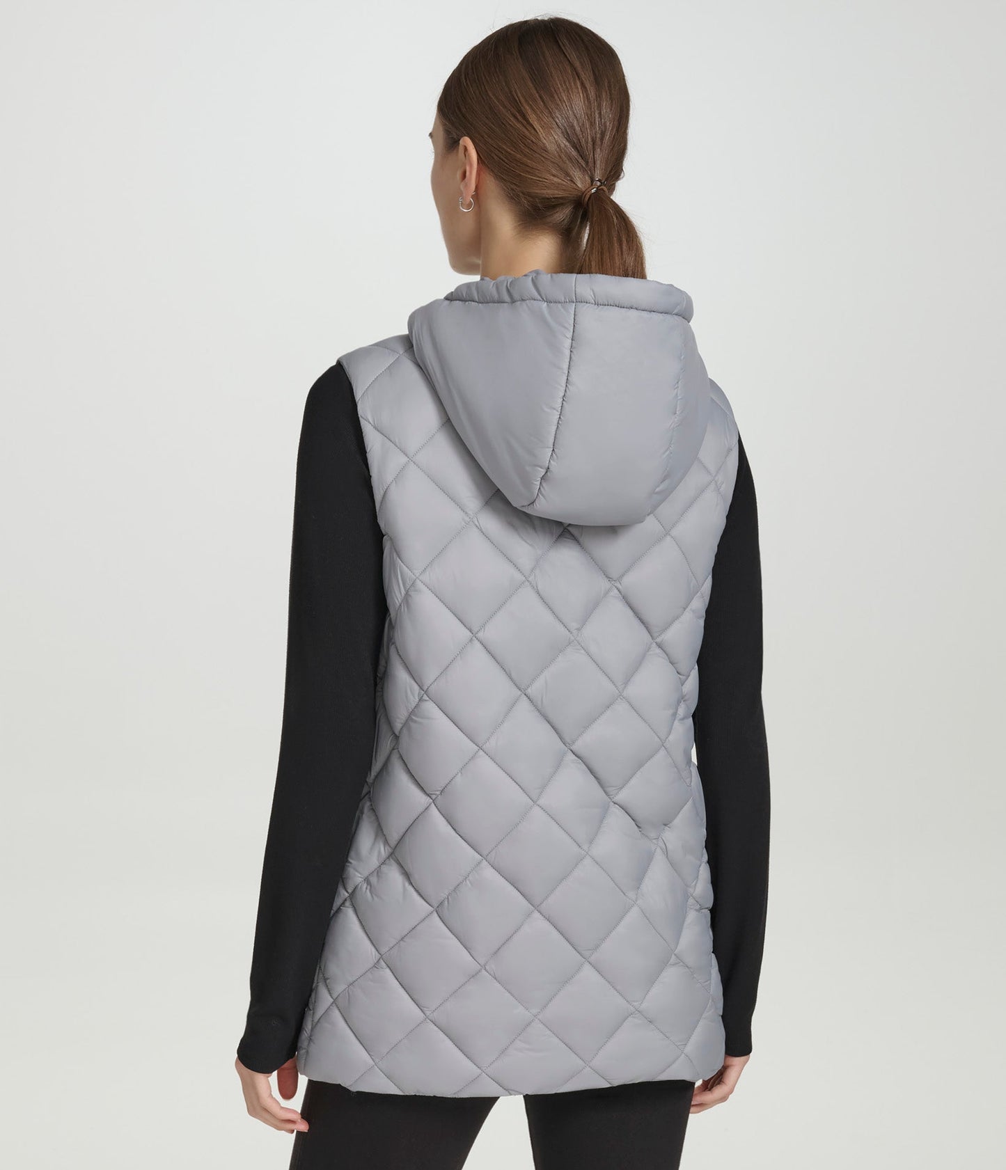 Longline Quilted Zip Front Vest