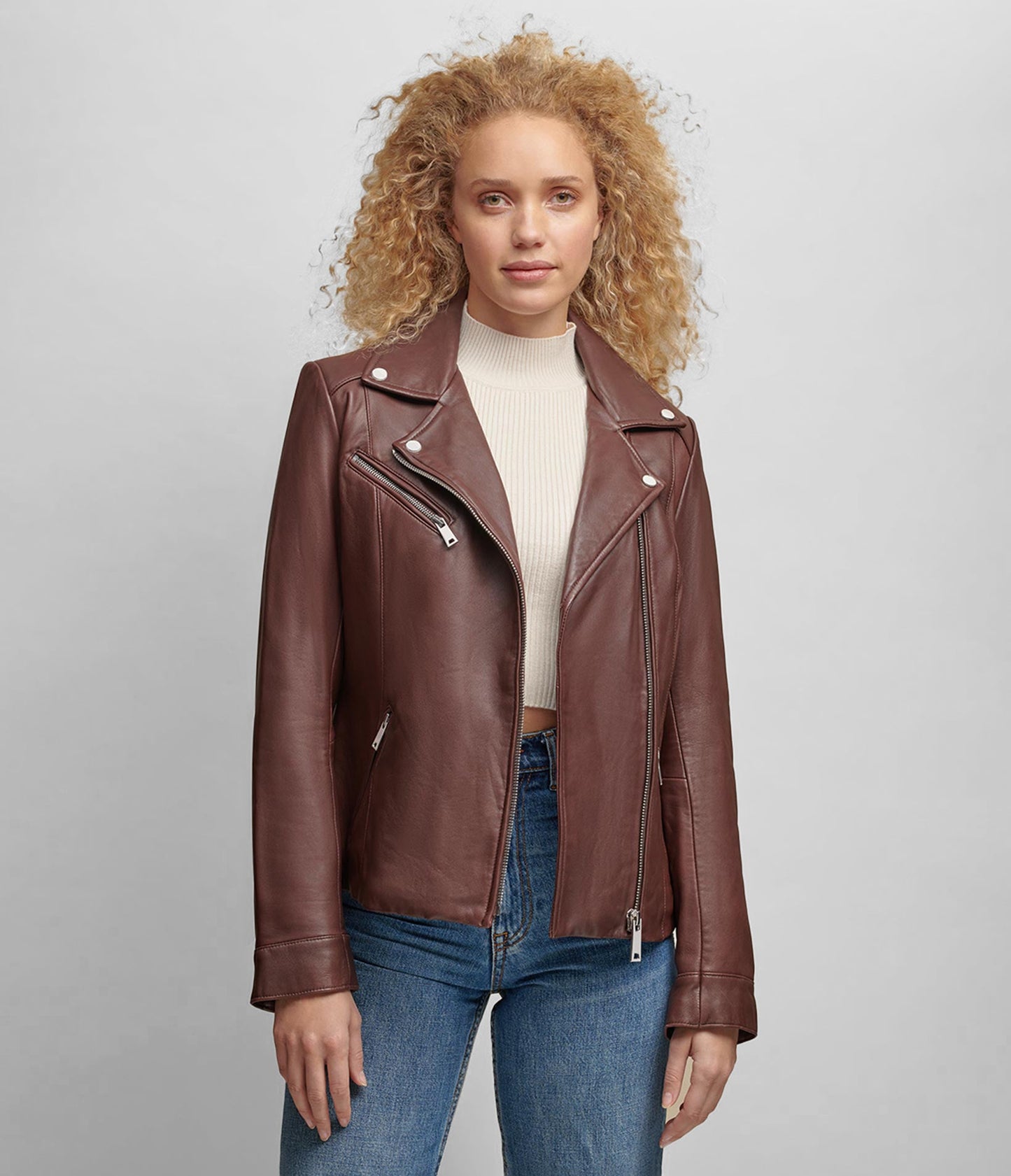 Leather Jacket With Metallic Details