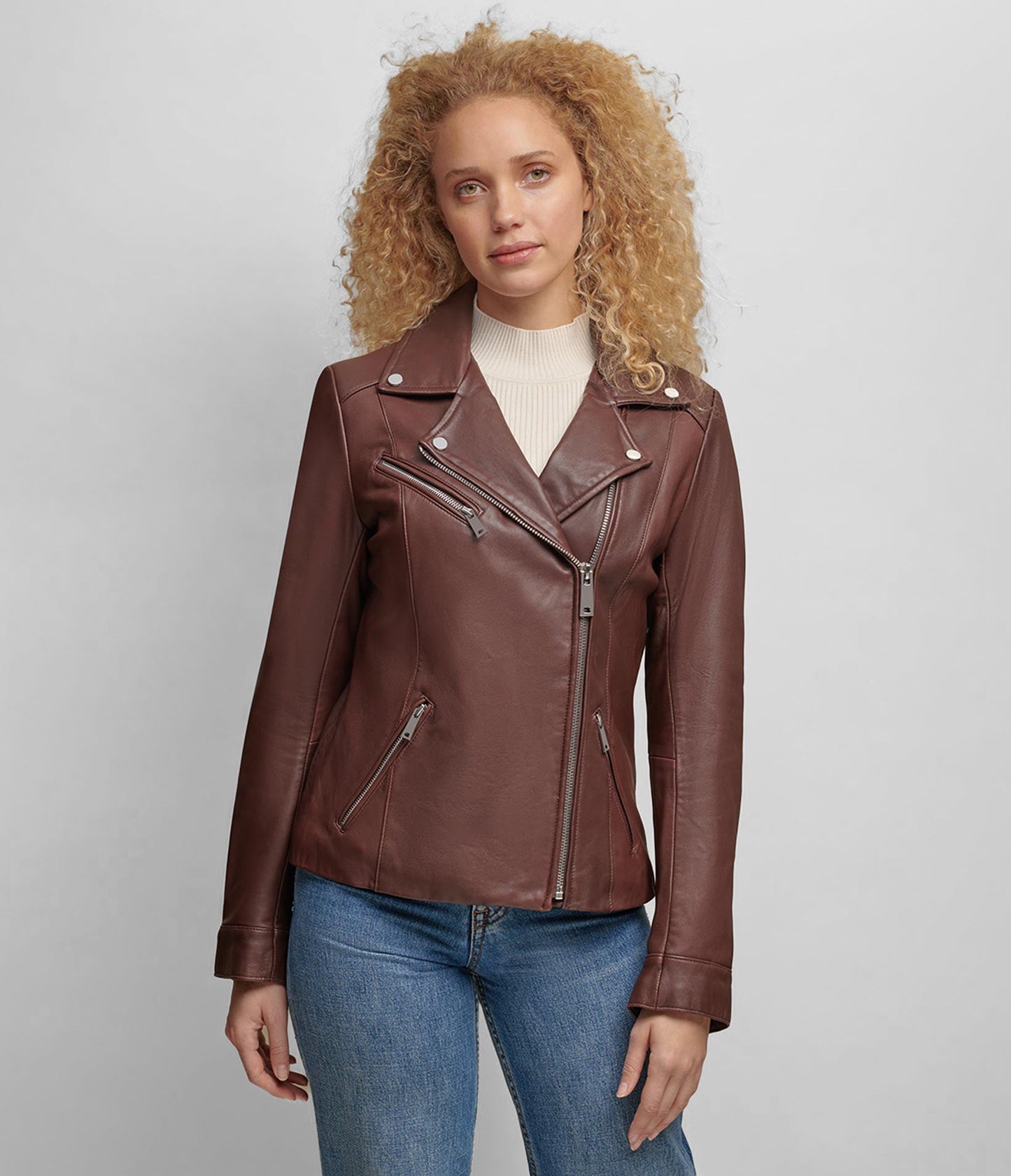 Leather Jacket With Metallic Details