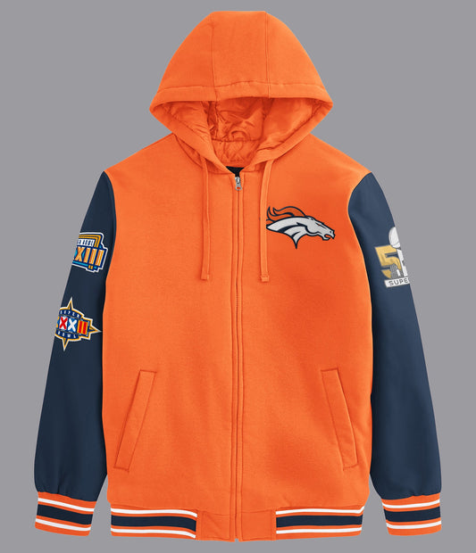 Denver Broncos Player Option Color Blocked Full Zip Hoodie