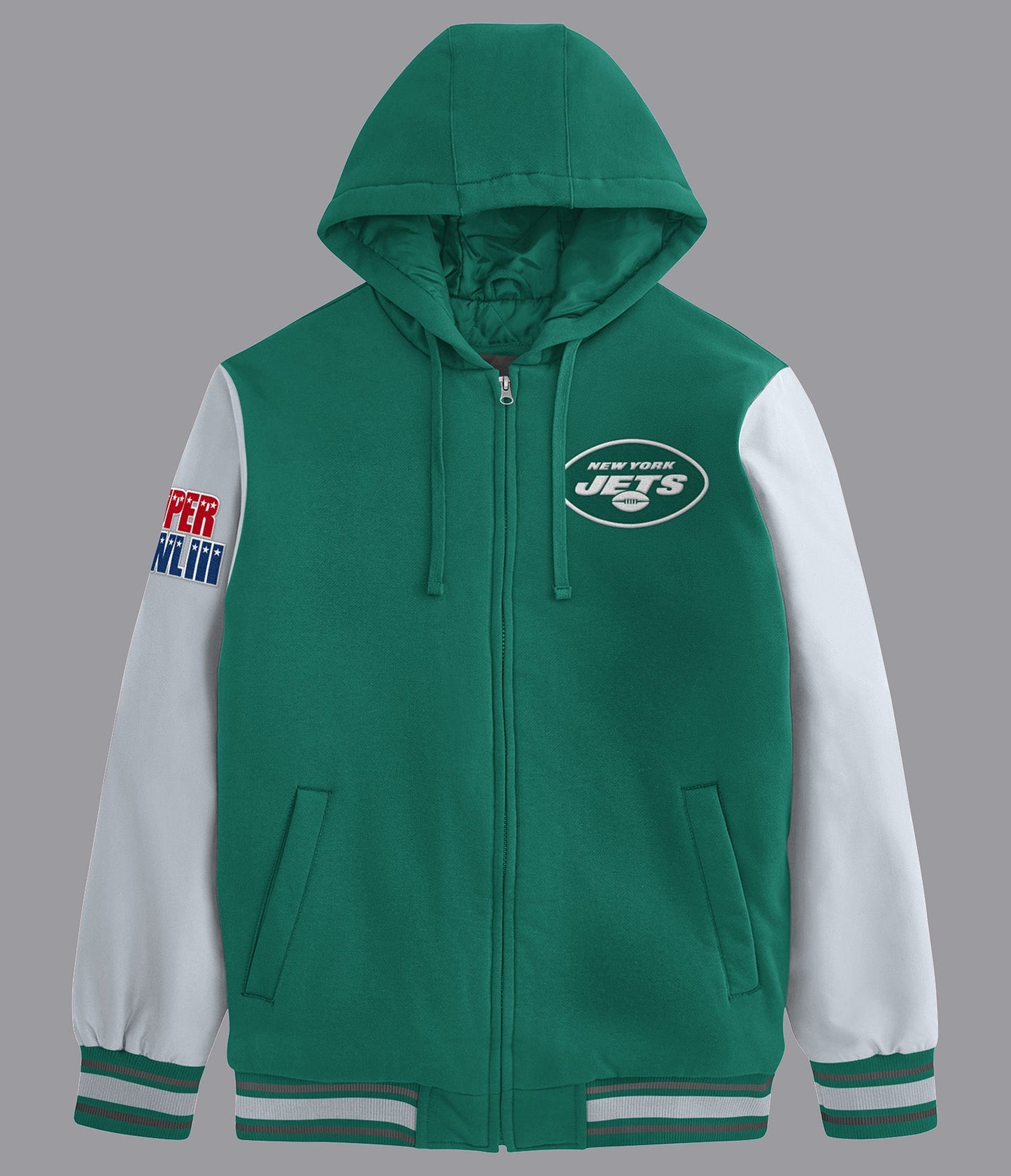 NY Jets Player Option Color Blocked Full Zip Hoodie