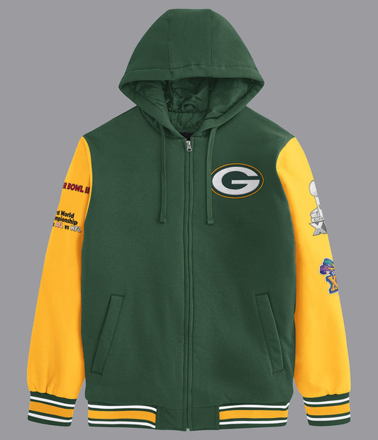 Green Bay Packers Player Option Color Blocked Full Zip Hoodie