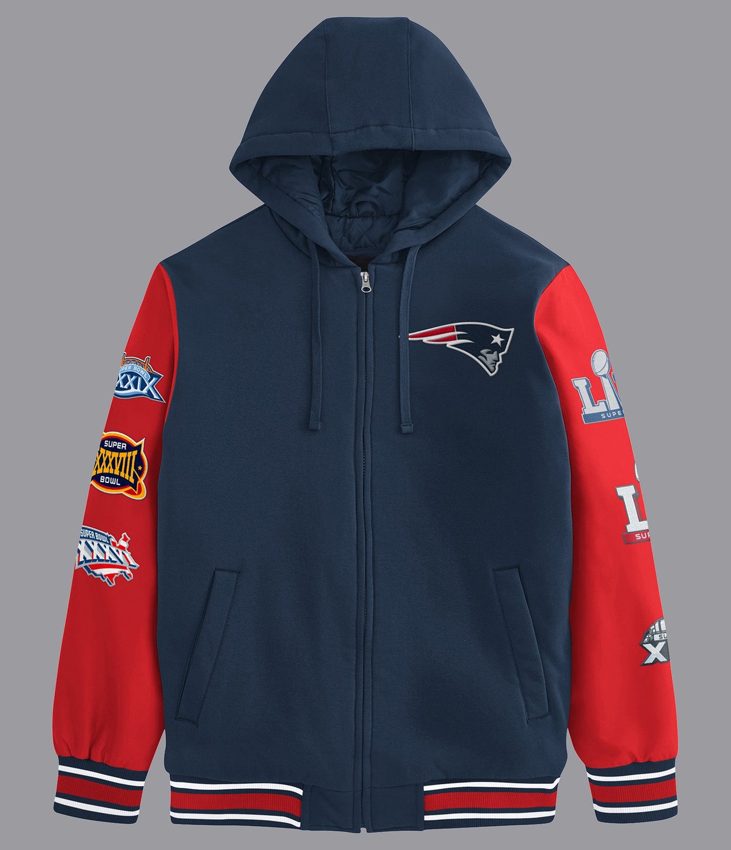 New England Patriots Player Option Color Blocked Full Zip Hoodie