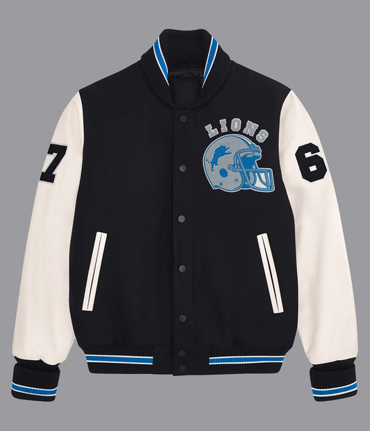 Detroit Lions Leather Wool Varsity Jacket