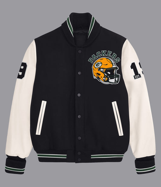 Green Bay Packers Leather Wool Varsity Jacket