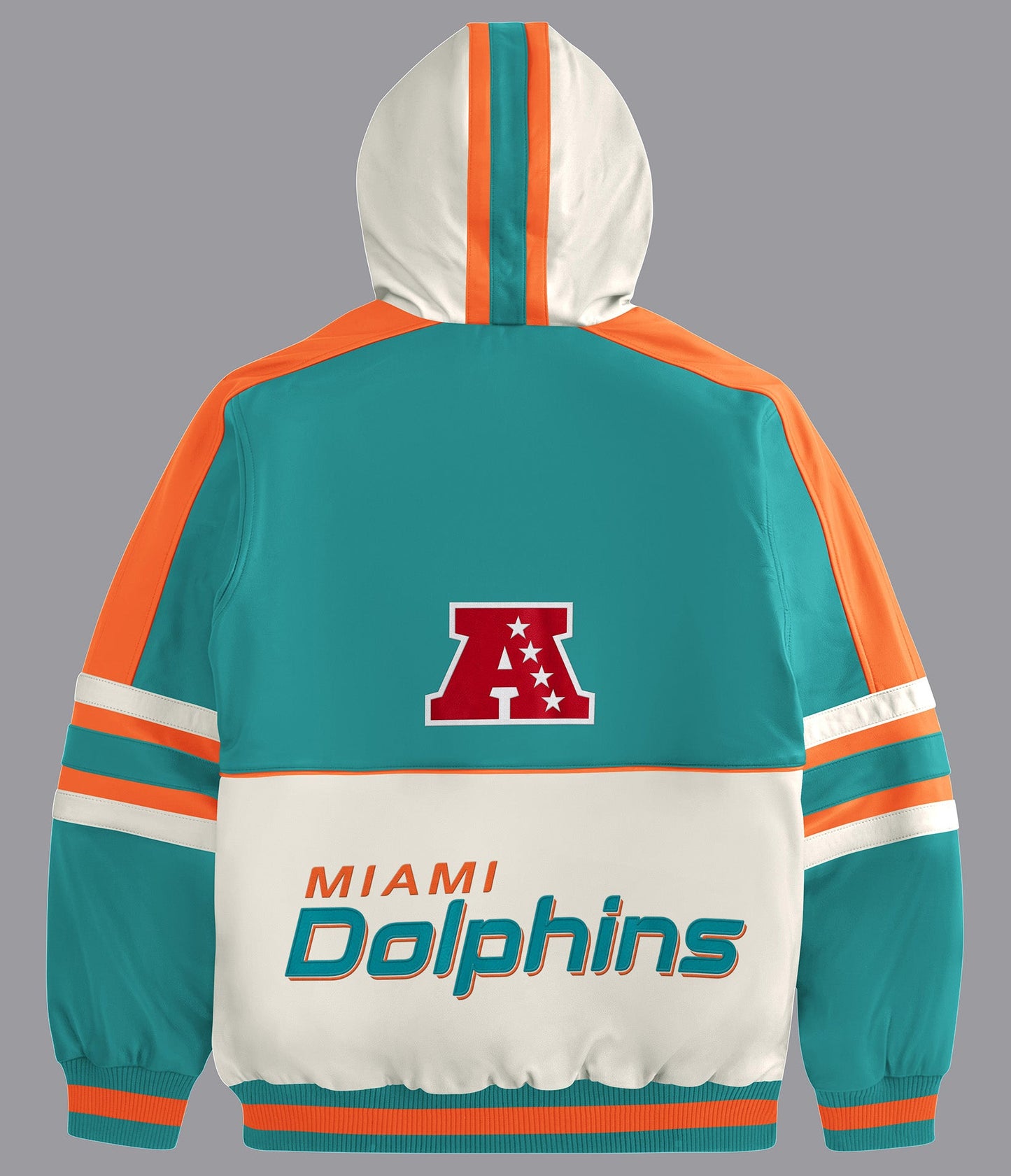 Miami Dolphins Hooded Leather Jacket