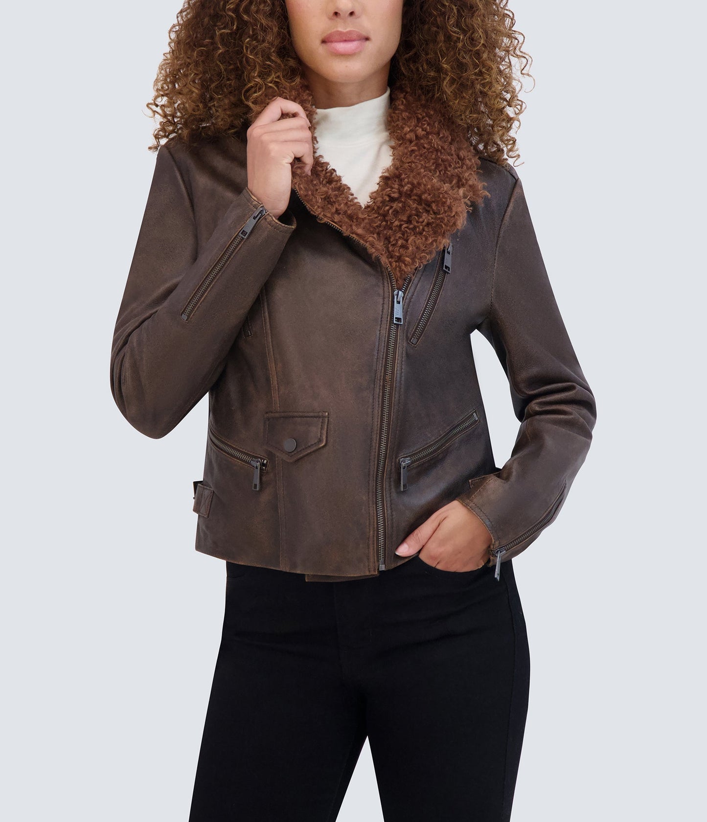 Paley Aviator Style Leather Jacket