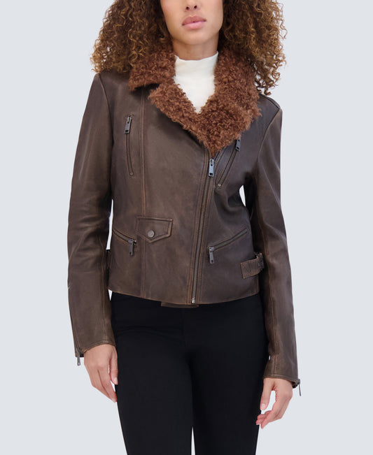 Paley Aviator Style Leather Jacket