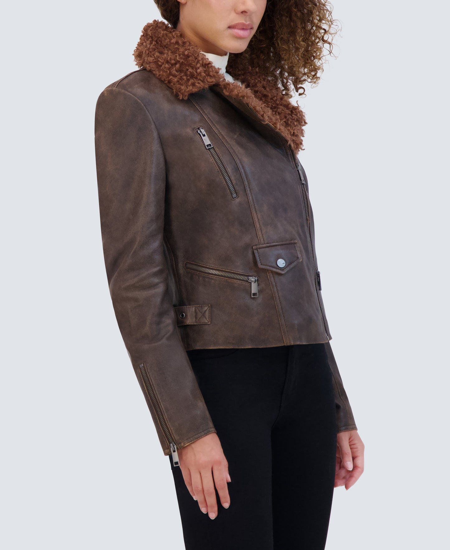 Paley Aviator Style Leather Jacket