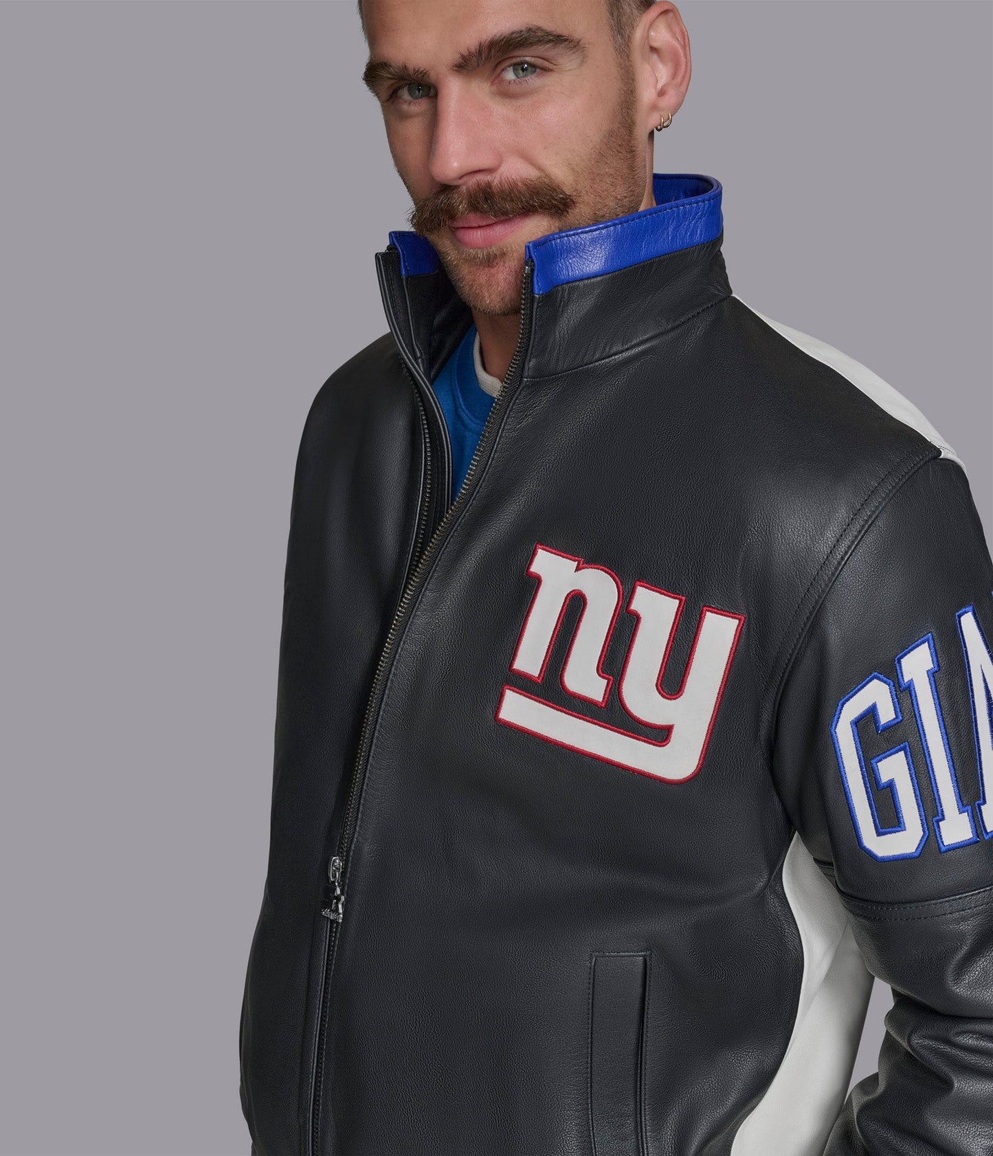 NY Giants Full Zip Leather Jacket