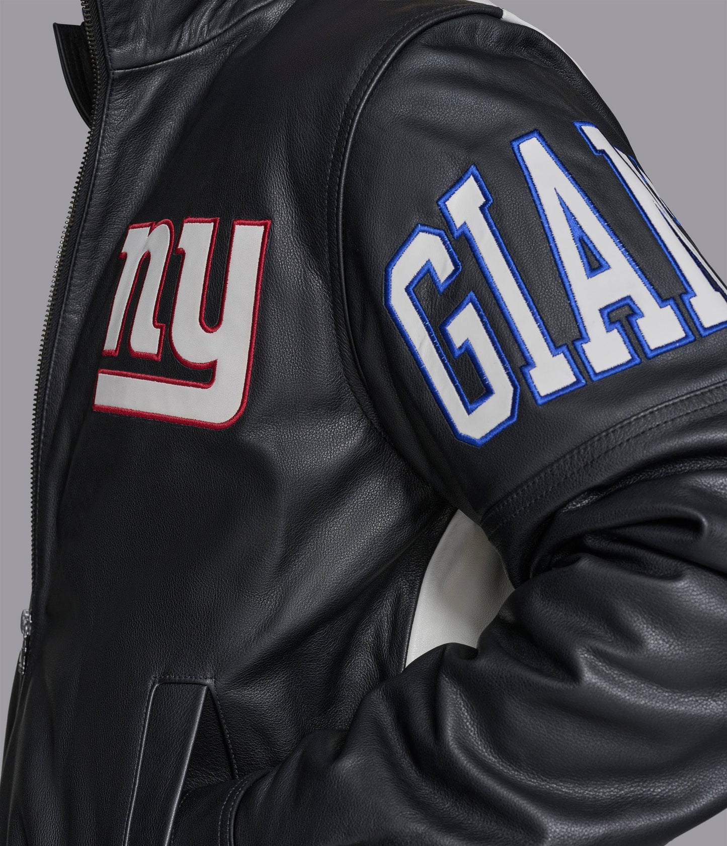 NY Giants Full Zip Leather Jacket