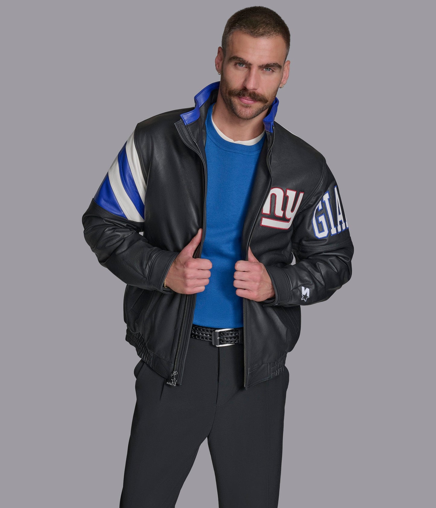 NY Giants Full Zip Leather Jacket