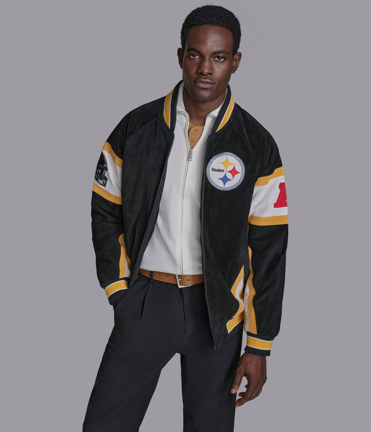 Pittsburgh Steelers Suede Varsity Jacket