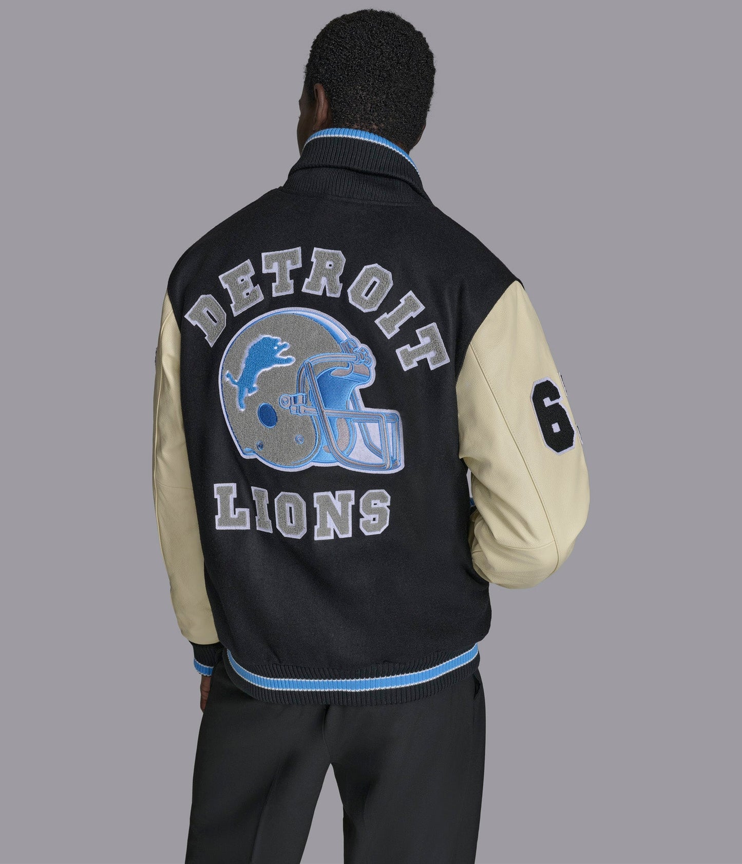 Detroit Lions Leather Wool Varsity Jacket