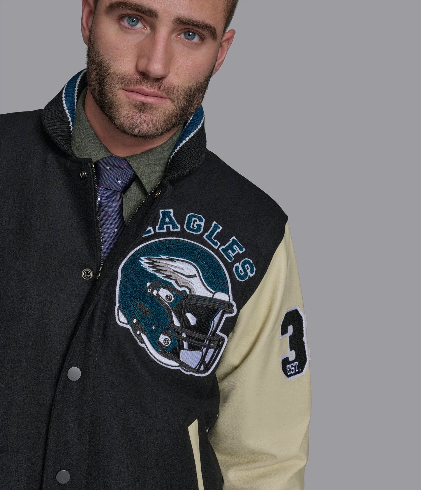 Eagles Leather Wool Varsity Jacket