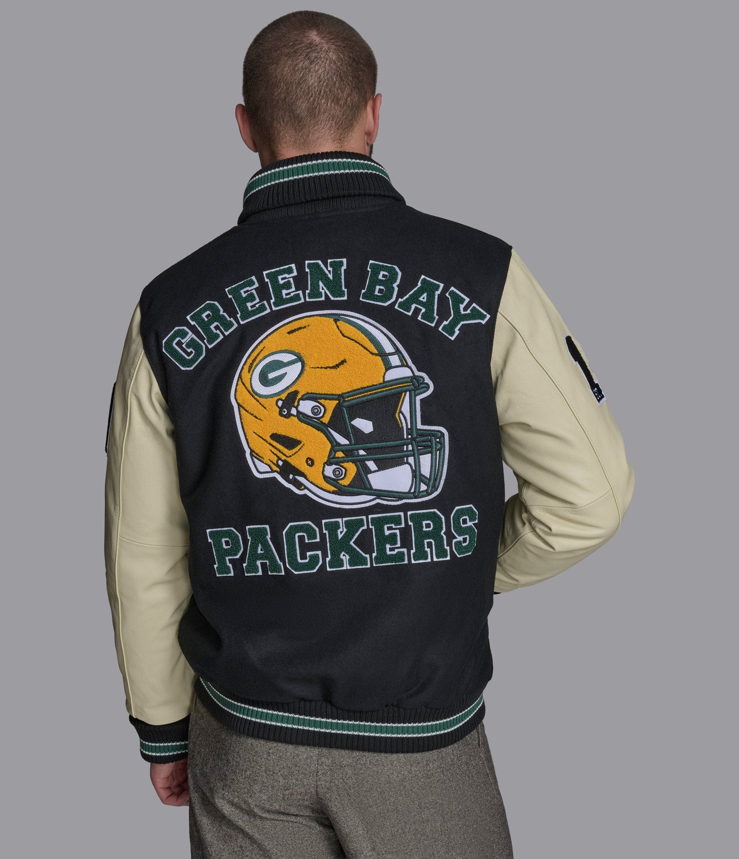 Green Bay Packers Leather Wool Varsity Jacket