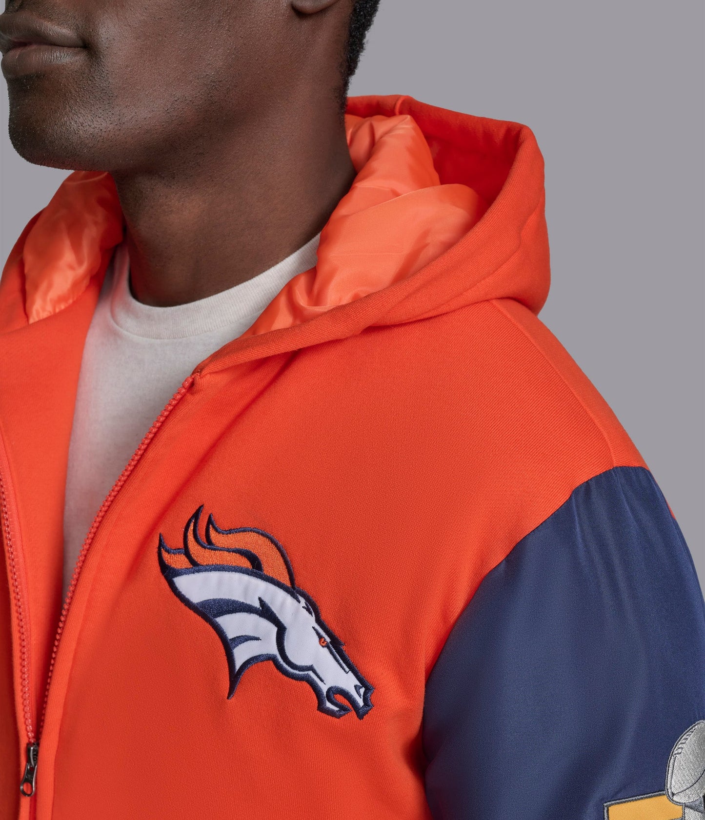 Denver Broncos Player Option Color Blocked Full Zip Hoodie