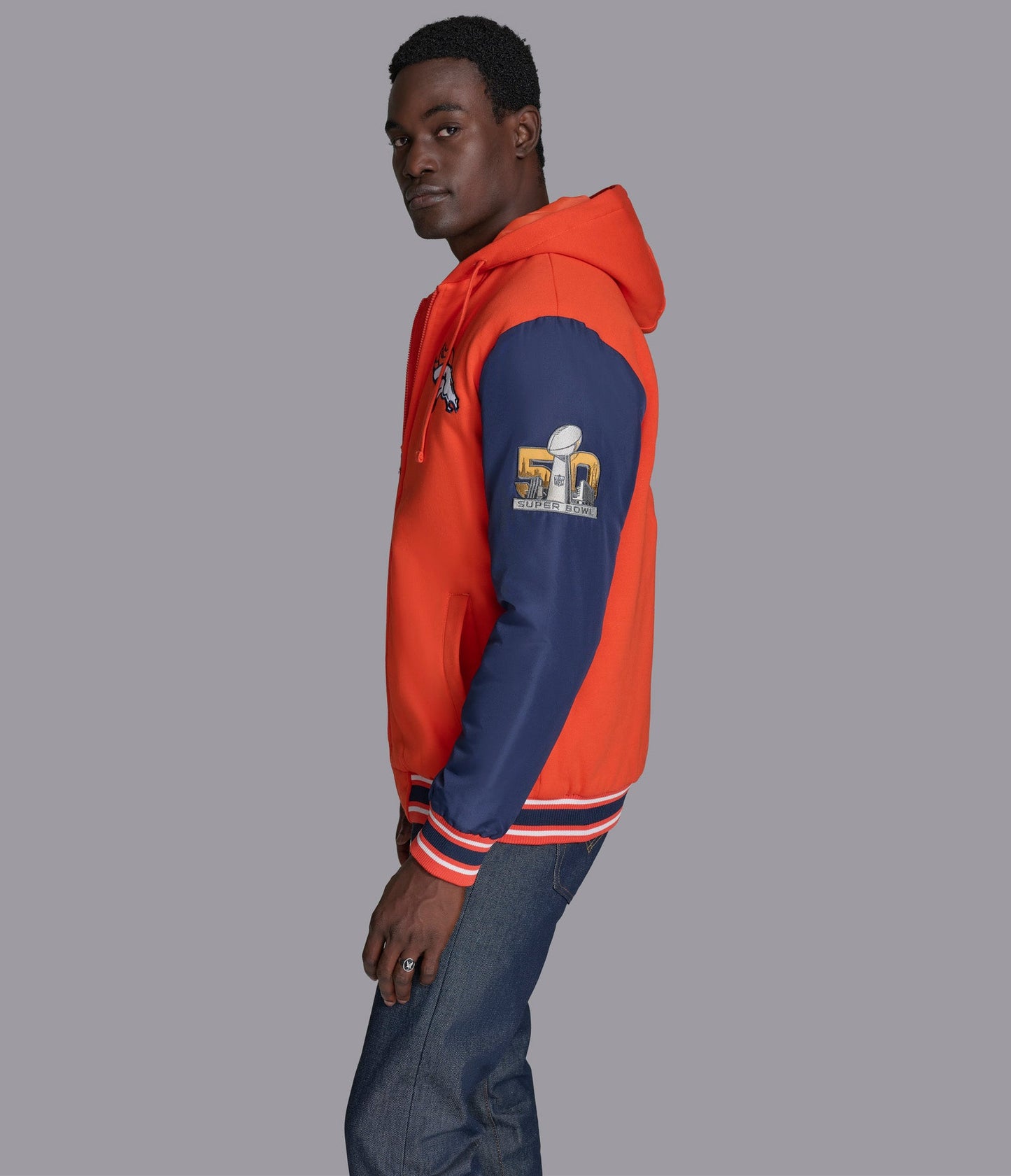 Denver Broncos Player Option Color Blocked Full Zip Hoodie