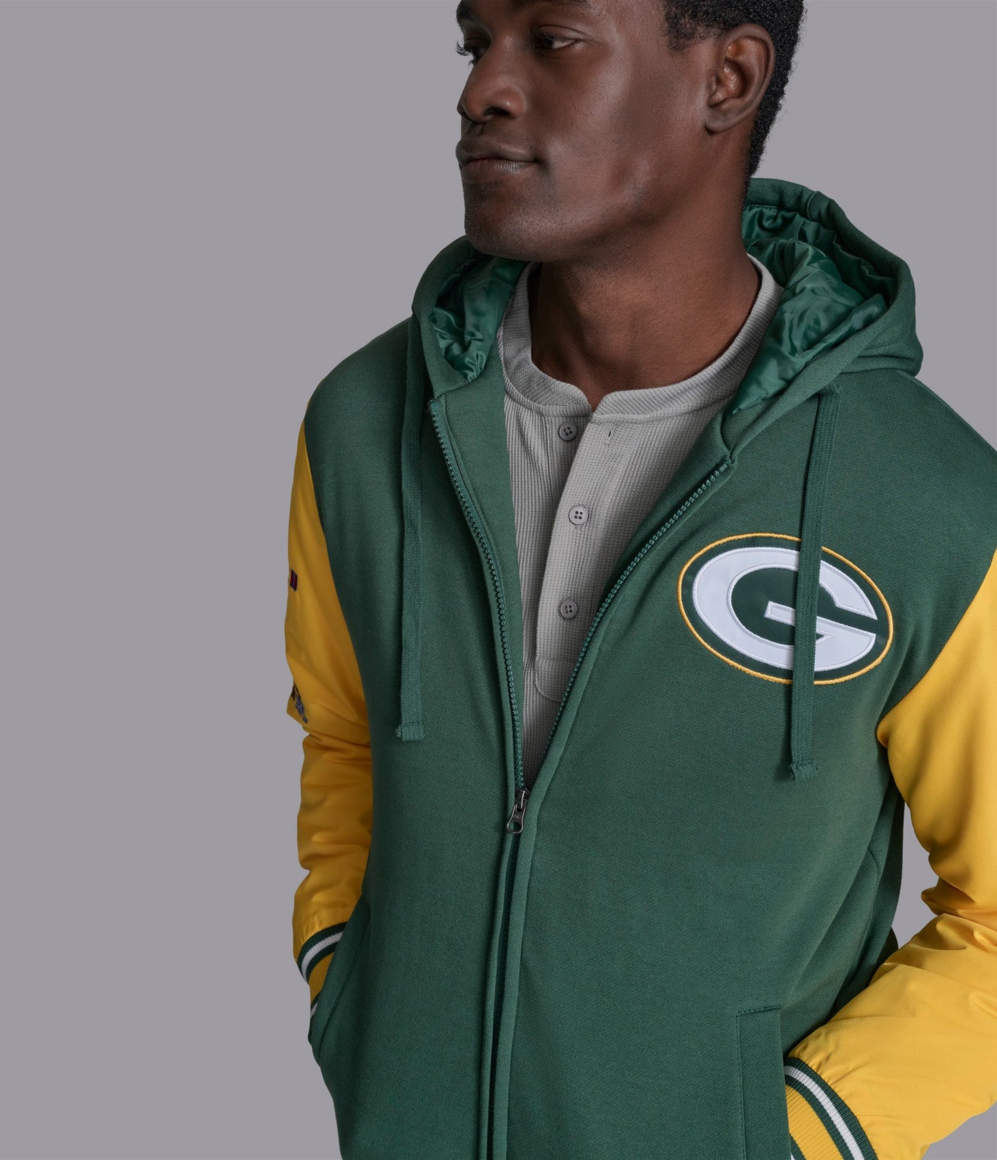 Green Bay Packers Player Option Color Blocked Full Zip Hoodie