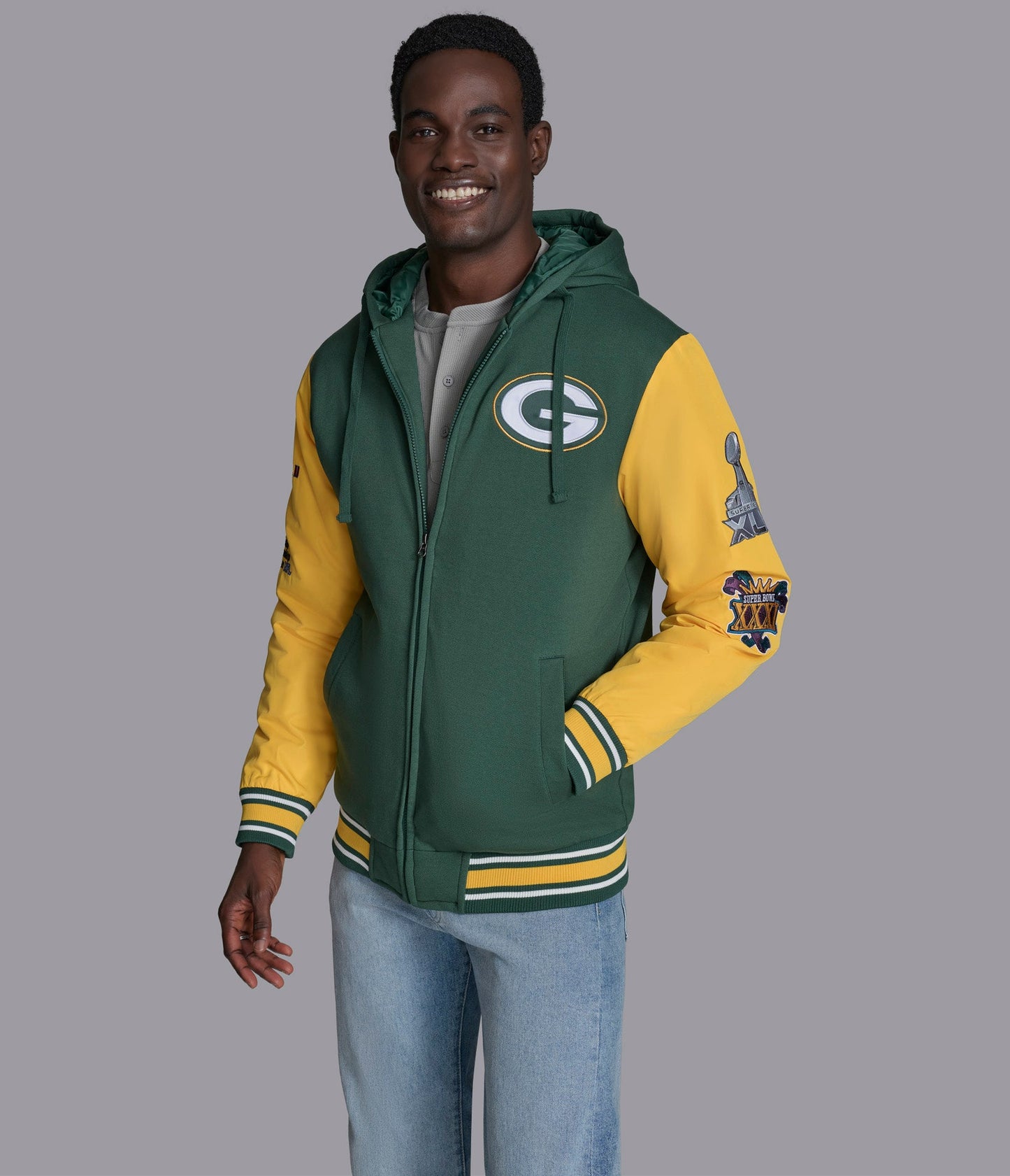 Green Bay Packers Player Option Color Blocked Full Zip Hoodie