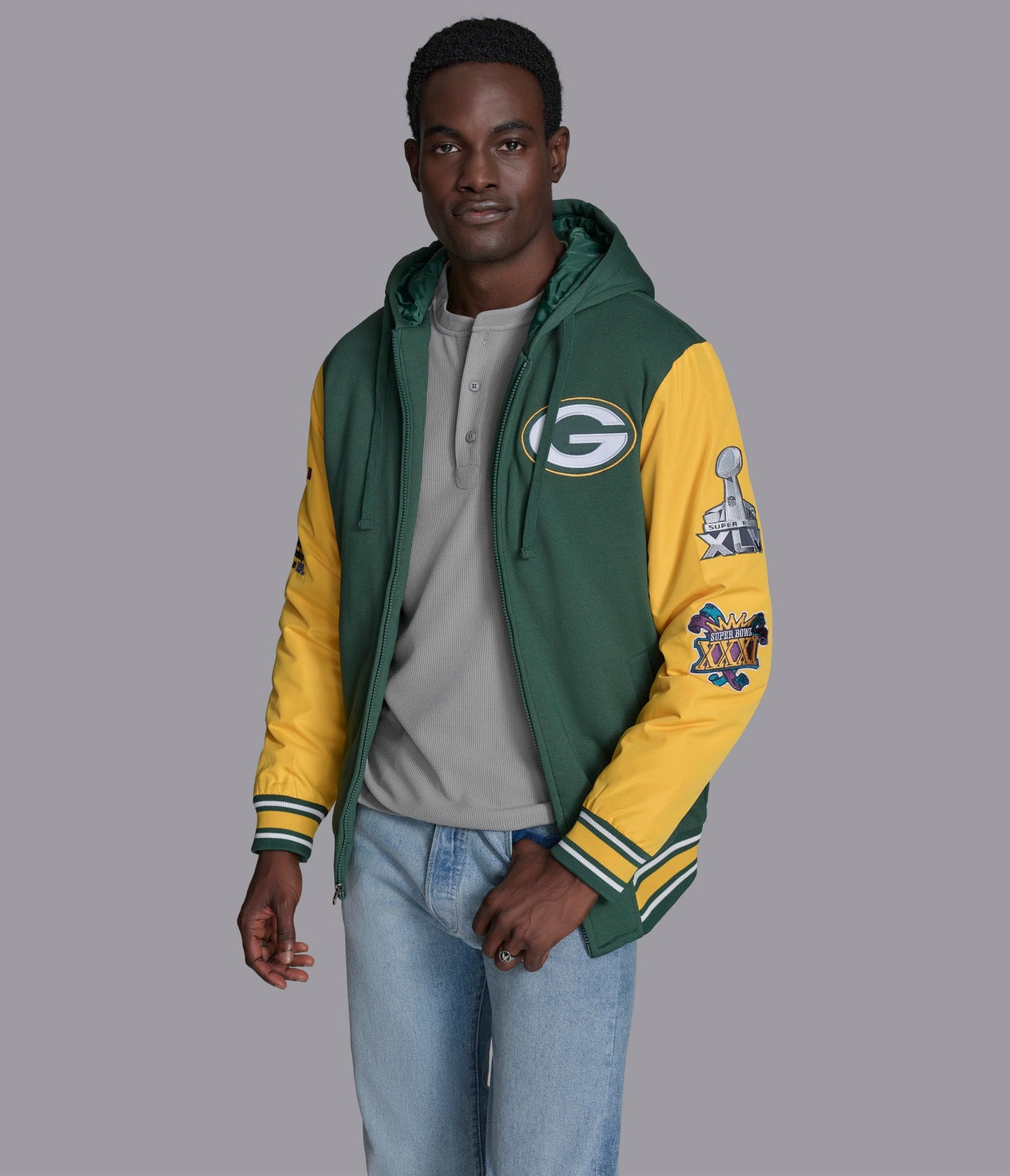 Green Bay Packers Player Option Color Blocked Full Zip Hoodie