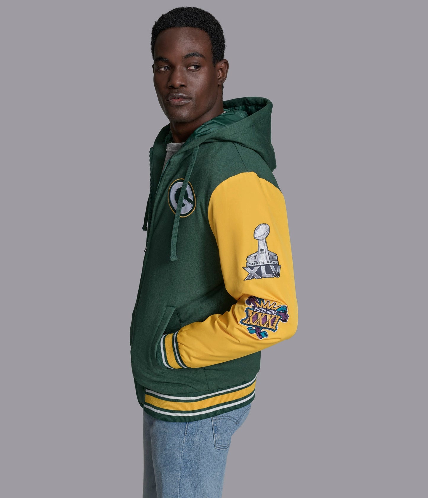 Green Bay Packers Player Option Color Blocked Full Zip Hoodie