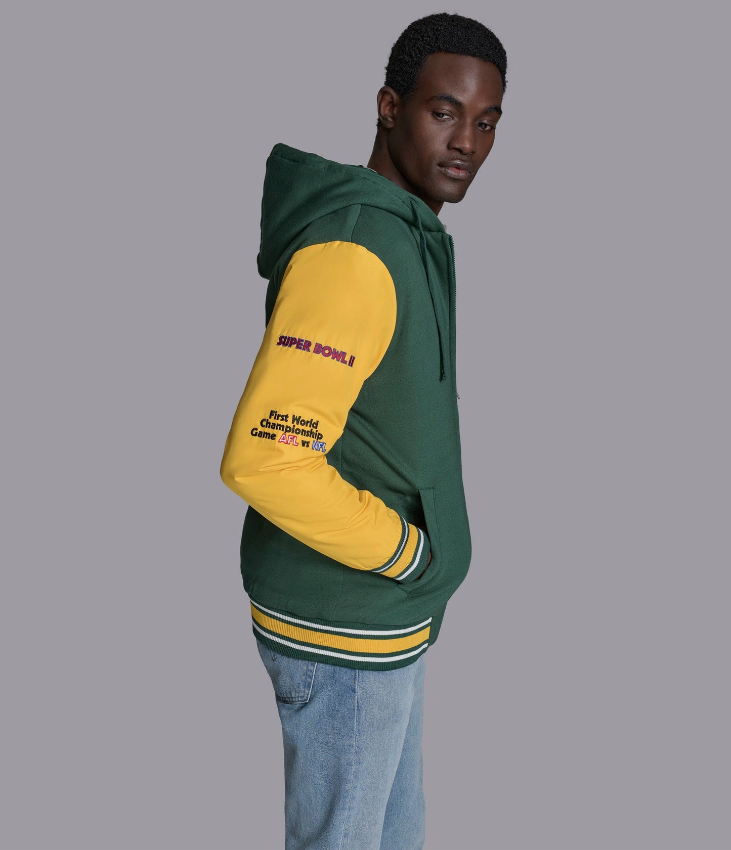 Green Bay Packers Player Option Color Blocked Full Zip Hoodie