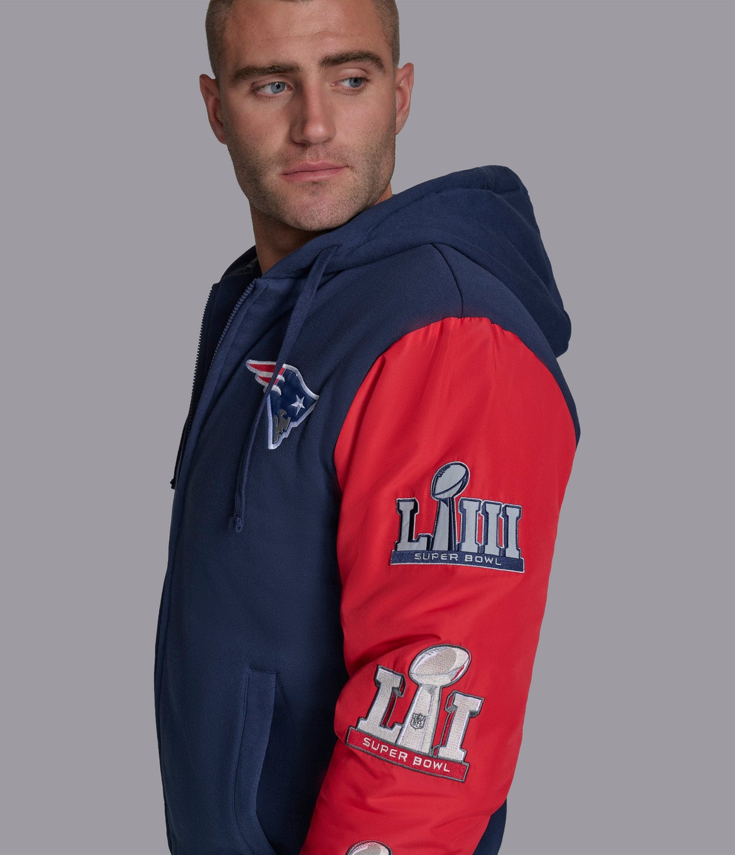 New England Patriots Player Option Color Blocked Full Zip Hoodie