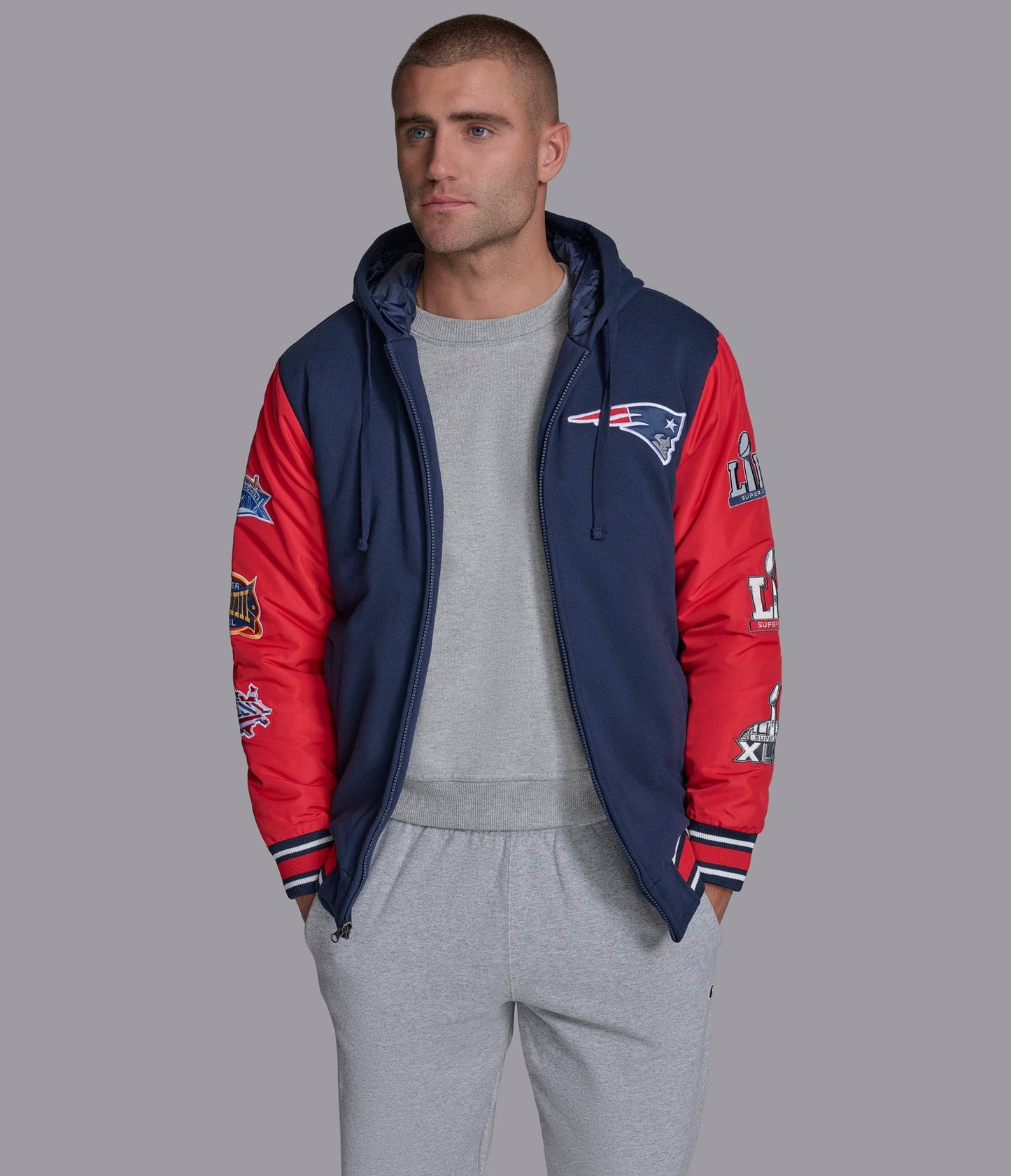 New England Patriots Player Option Color Blocked Full Zip Hoodie